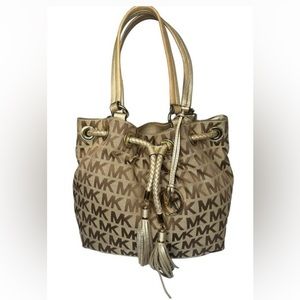 Michael Kors Marina Large Gathered Canvas Tote Bag